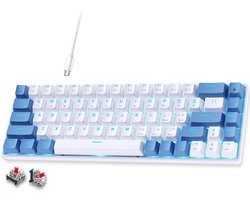 Compact 68-Toets Mechanisch Toetsenbord met Blauwe LED Achtergrondverlichting en Rode Switches