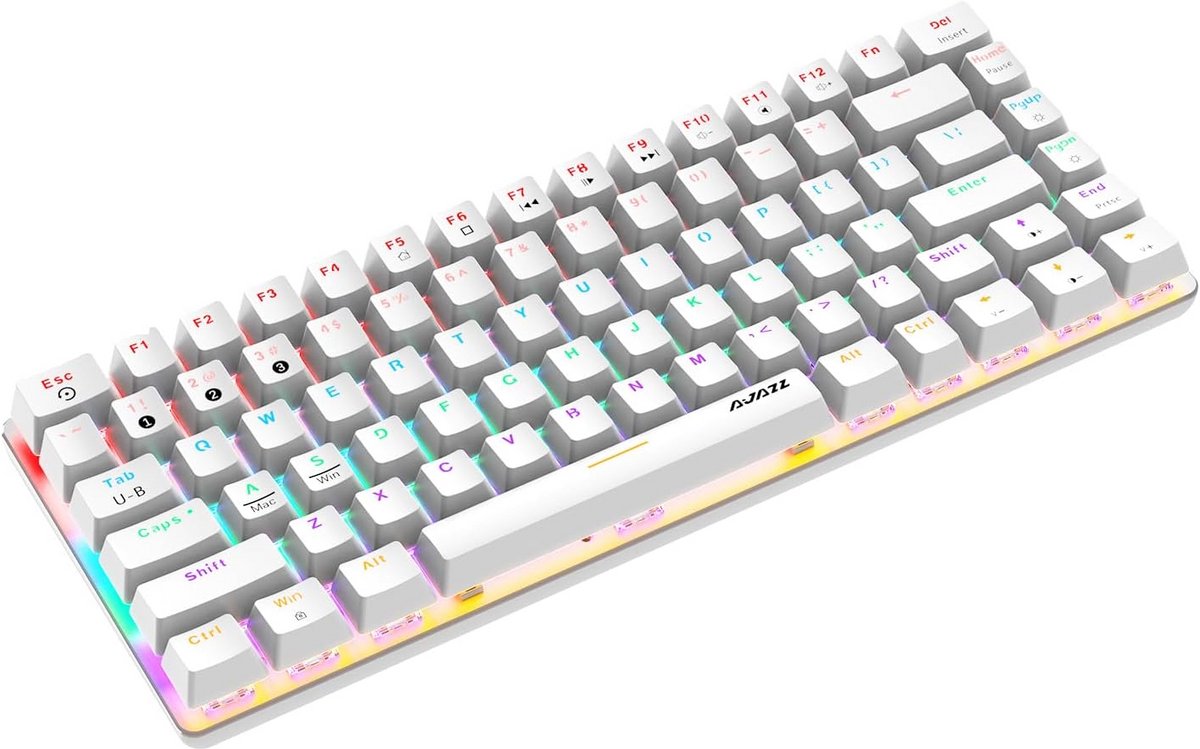 Mechanisch Gaming Toetsenbord 82 Toetsen Compact Bedraad & Draadloos Bluetooth met RGB Licht
