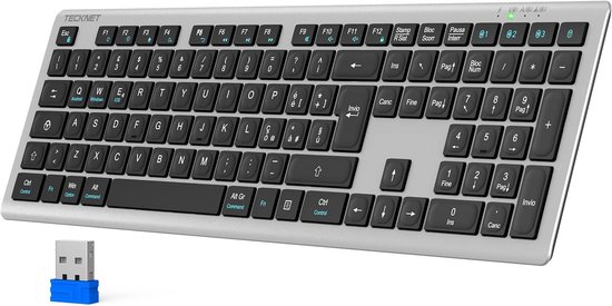 Ultradun Draadloos Toetsenbord QWERTY - Bluetooth en 2.4G USB C Oplaadbaar