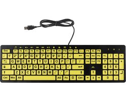 ClearKeys - Slechtzienden toetsenbord - Geel Zwart - Grote letters - ANSI