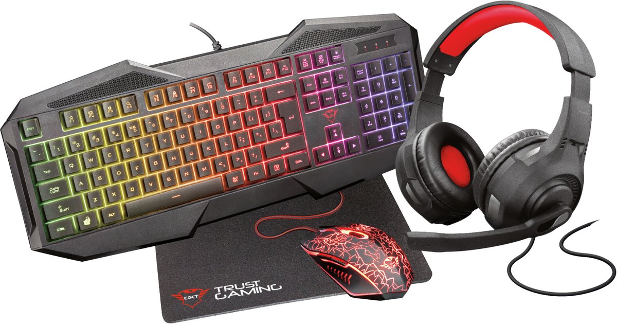 Trust Gxt1180rw Gaming-pakket Zwart QWERTY Spanish