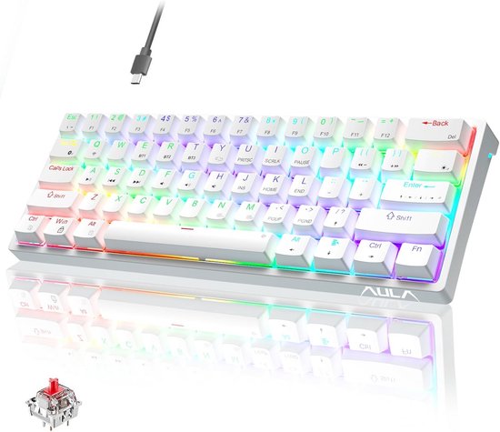 Compact 60% Mechanisch Gaming Toetsenbord Wit - Hot-Swappable & RGB Verlicht