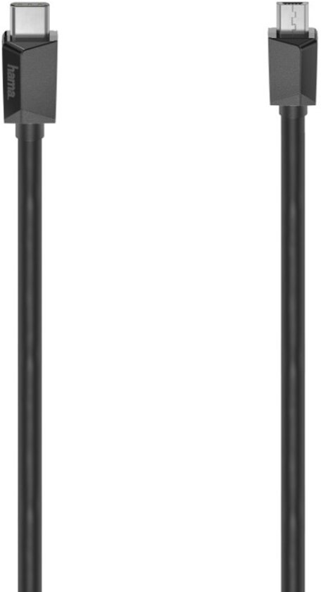 Hama USB-C-kabel, USB-C-stekker - micro-USB-stekker, USB 2.0, 480 Mbit/s, 0,75 m Kabel - Zwart