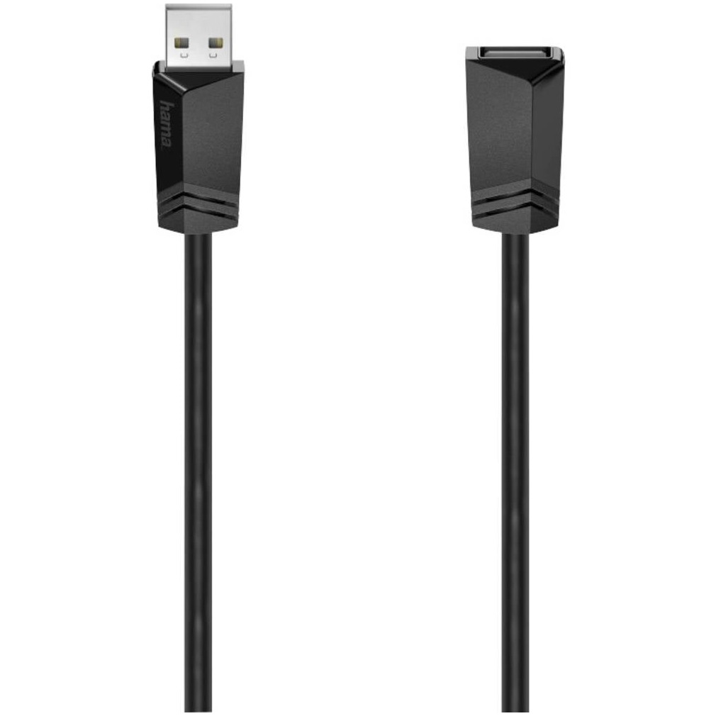 Hama USB-verlengkabel, USB 2.0, 480 Mbit/s, 0,75 m Kabel - Zwart