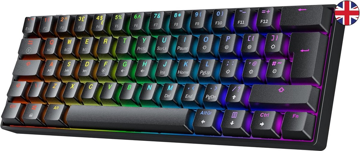 Compact 62 Toetsen Mechanisch Gaming Toetsenbord met RGB Verlichting en Optische Schakelaars