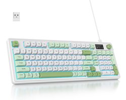 96% Draadloos Toetsenbord met RGB Verlichting en Multifunctionele Knop - Bedraad/Bluetooth 5.0/2.4G