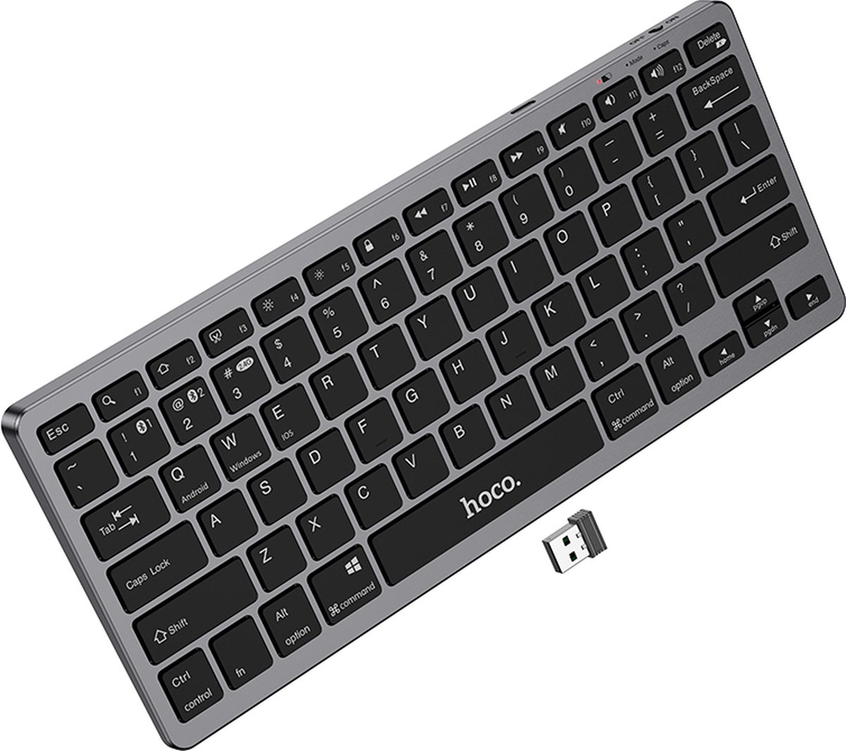 Hoco - Draadloos Toetsenbord - QWERTY - voor Mac, Windows, iPad & Tab - Zwart
