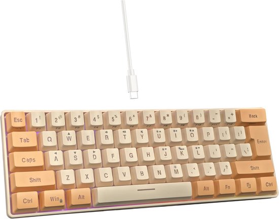 Compact 60% Gaming Toetsenbord Draadloos met RGB Verlichting QWERTZ Layout