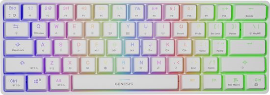 Genesis - NKG-1845 Thor 660 - Gaming toetsenbord - USB/Bluetooth - QWERTY US - Wit
