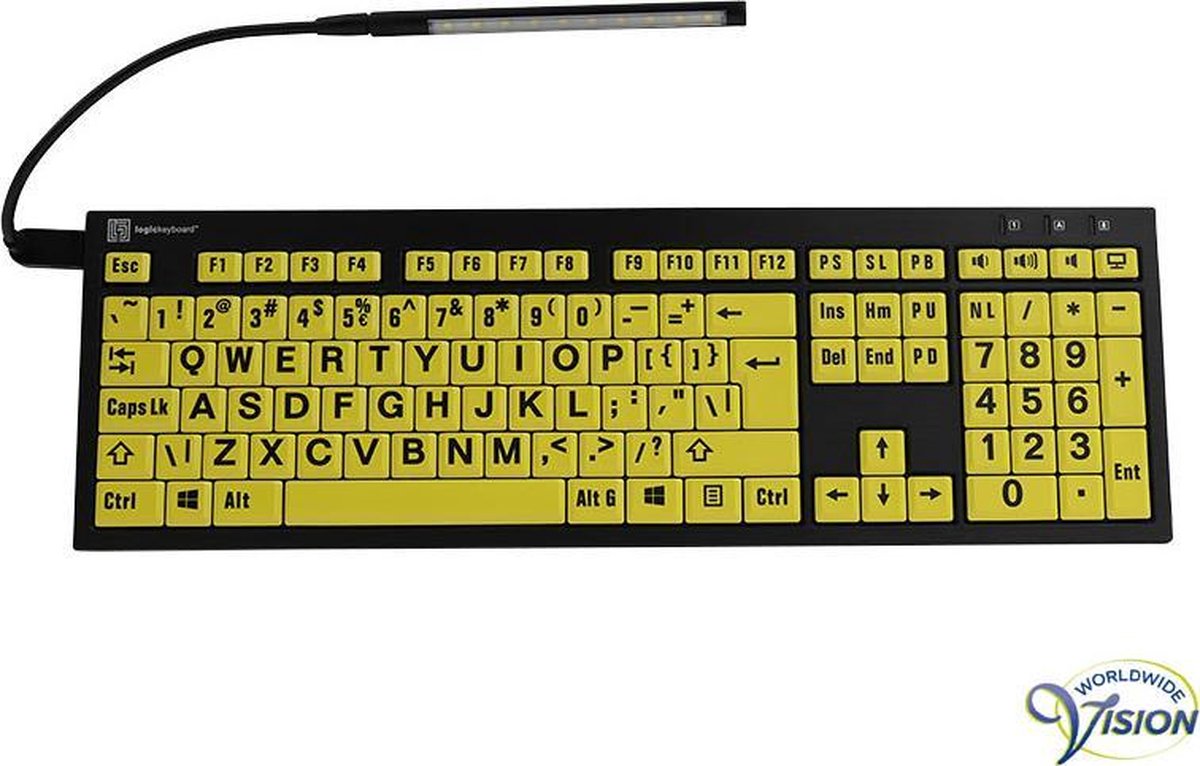 Toetsenbord Nero zwart op geel. Hulpmiddel voor slechtzienden