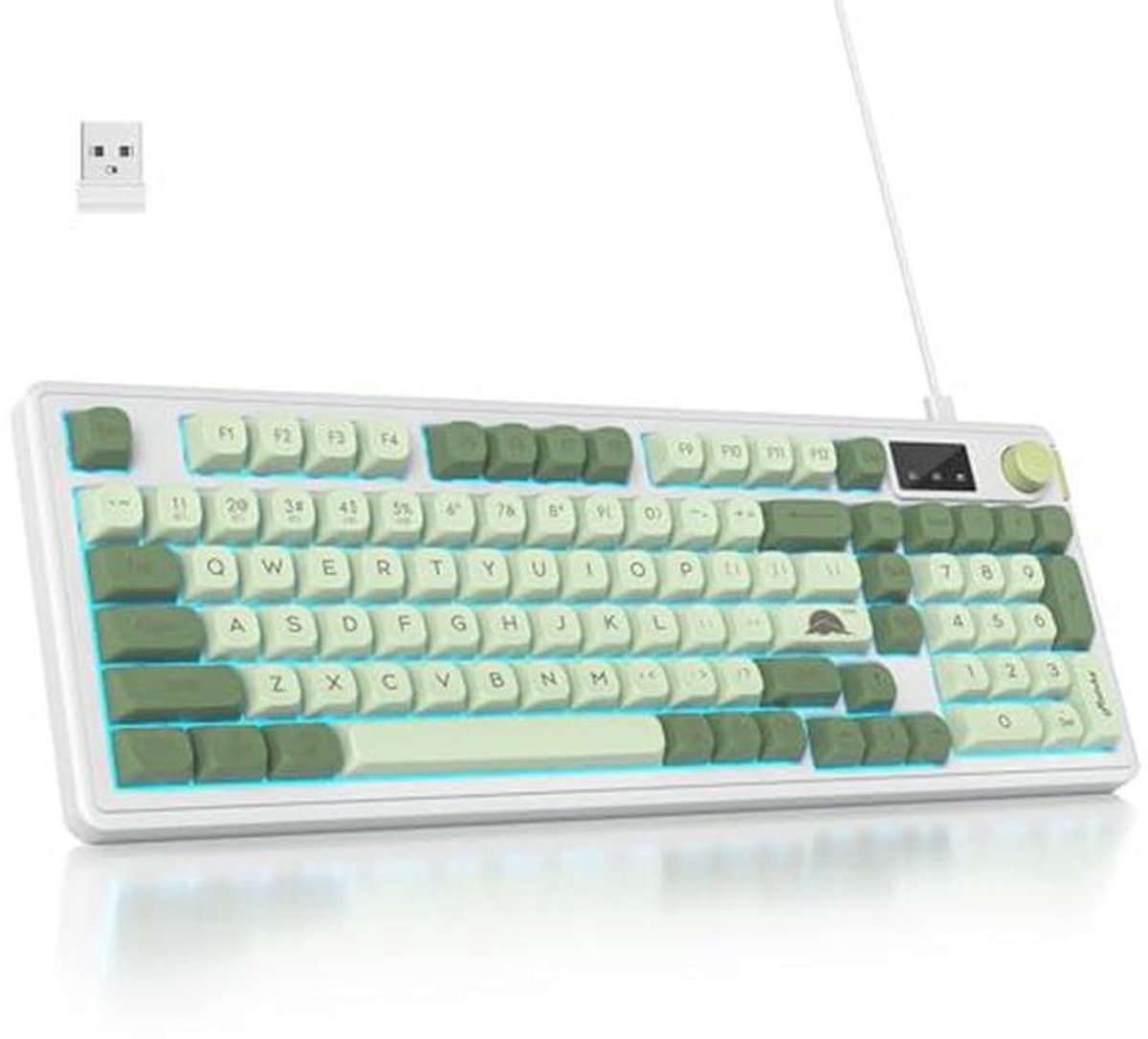 Draadloos 96% Toetsenbord met RGB Verlichting en Multifunctionele Knop, Bedraad/Bluetooth Verbinding