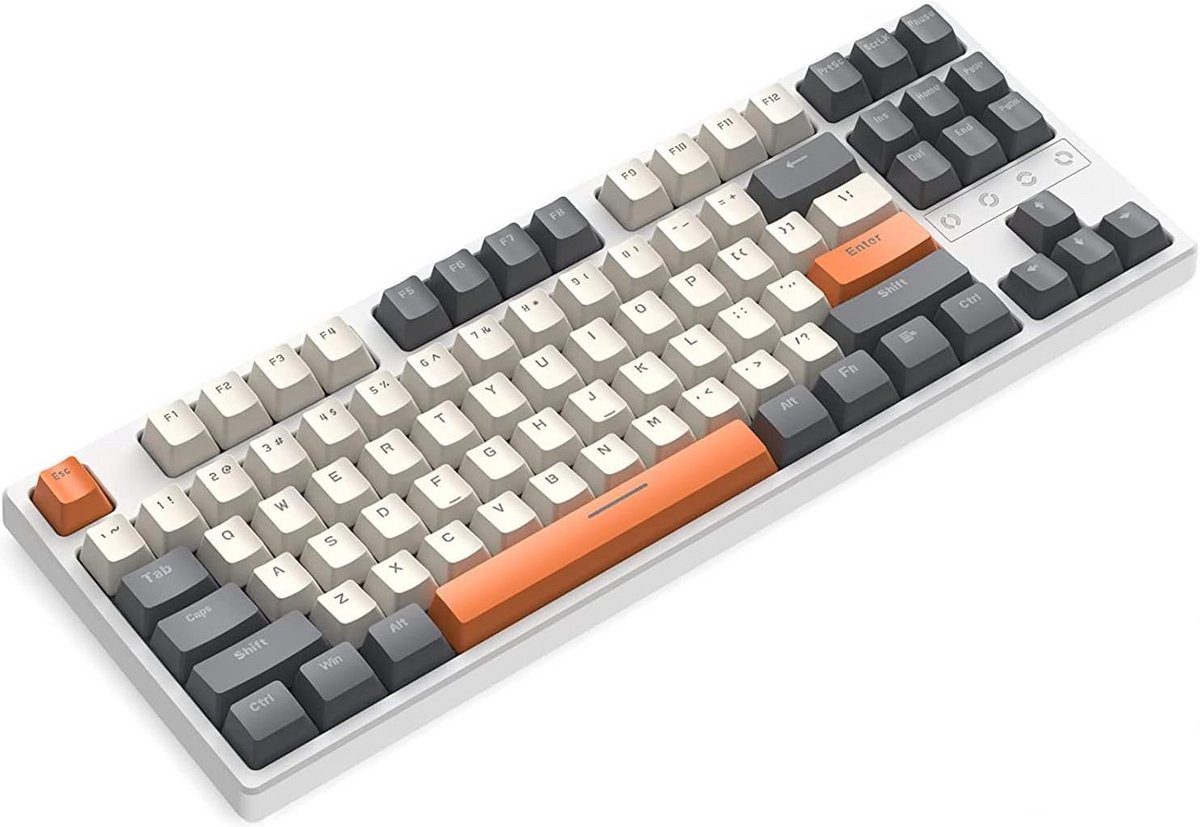 Draadloos Mechanisch Gaming Toetsenbord 75% TKL Compact RGB Hot-Swappable Blauwe Switches Grijs