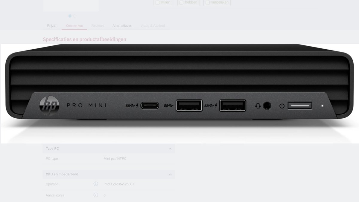 HP Pro Mini 400 G9 - i5-14500T - 16GB - 512GB SSD - Wifi/BT- W11P NL - QWERTY US/int toetsenbord