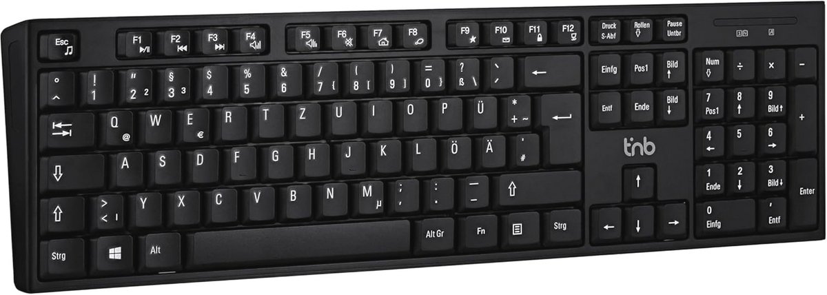 Draadloos Toetsenbord voor Windows/Linux - 2.4GHz, Duits QWERTZ Indeling, Stille Toetsen - Zwart