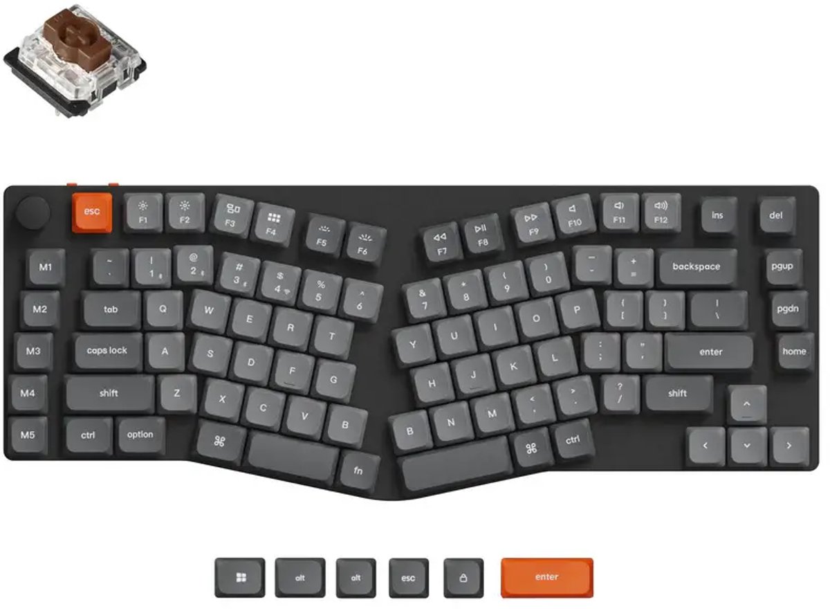 Keychron K15 Max Ergonomisch toetsenbord brown switch (Alice layout)