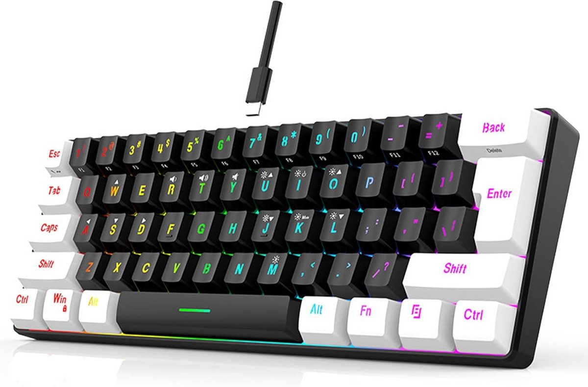Compact 61 Toetsen RGB Mechanisch Gevoel Bedraad Gaming Toetsenbord met Type-C