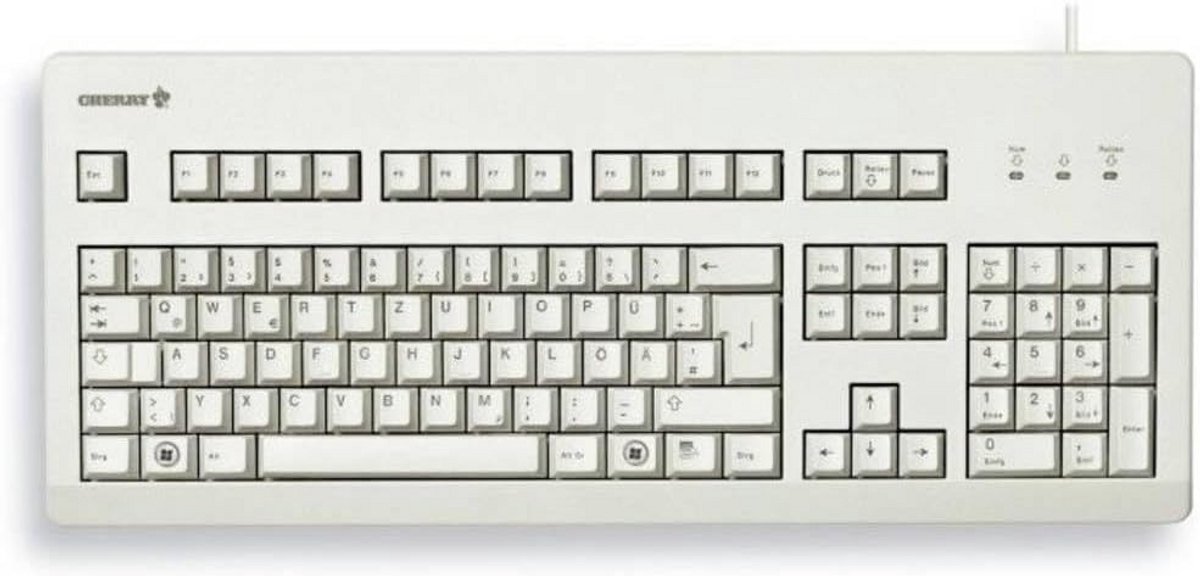 Mechanisch Bedraad Toetsenbord met QWERTZ Layout en MX Blue Switches - Lichtgrijs