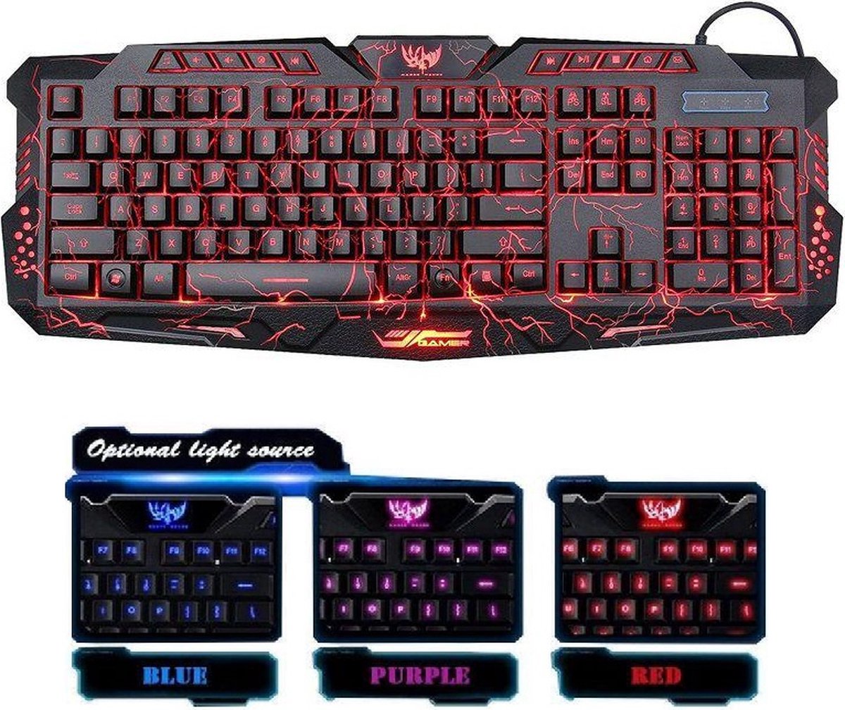 Toetsenbord M200 Backlit LED USB Bedraad Kabel - 3 kleuren - Computer Crack Gaming - Keyboard Qwerty
