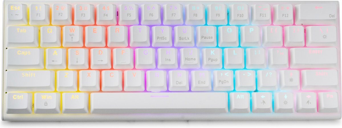 60% Mechanisch Gaming Keyboard – Red Switches - RGB – Wit – Bedraad