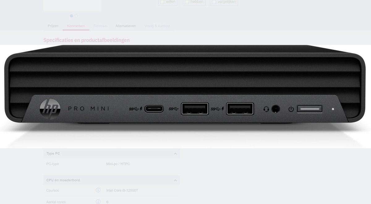 HP Pro Mini 400 G9 - i5-12500T - 16GB - 512GB SSD - 2 jaar garantie - Windows 11 Pro