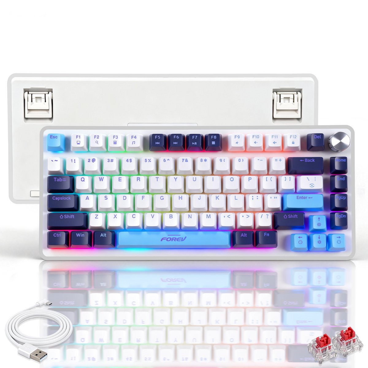 Mechanisch gaming-toetsenbord, 82 toetsen, compact bedraad toetsenbord