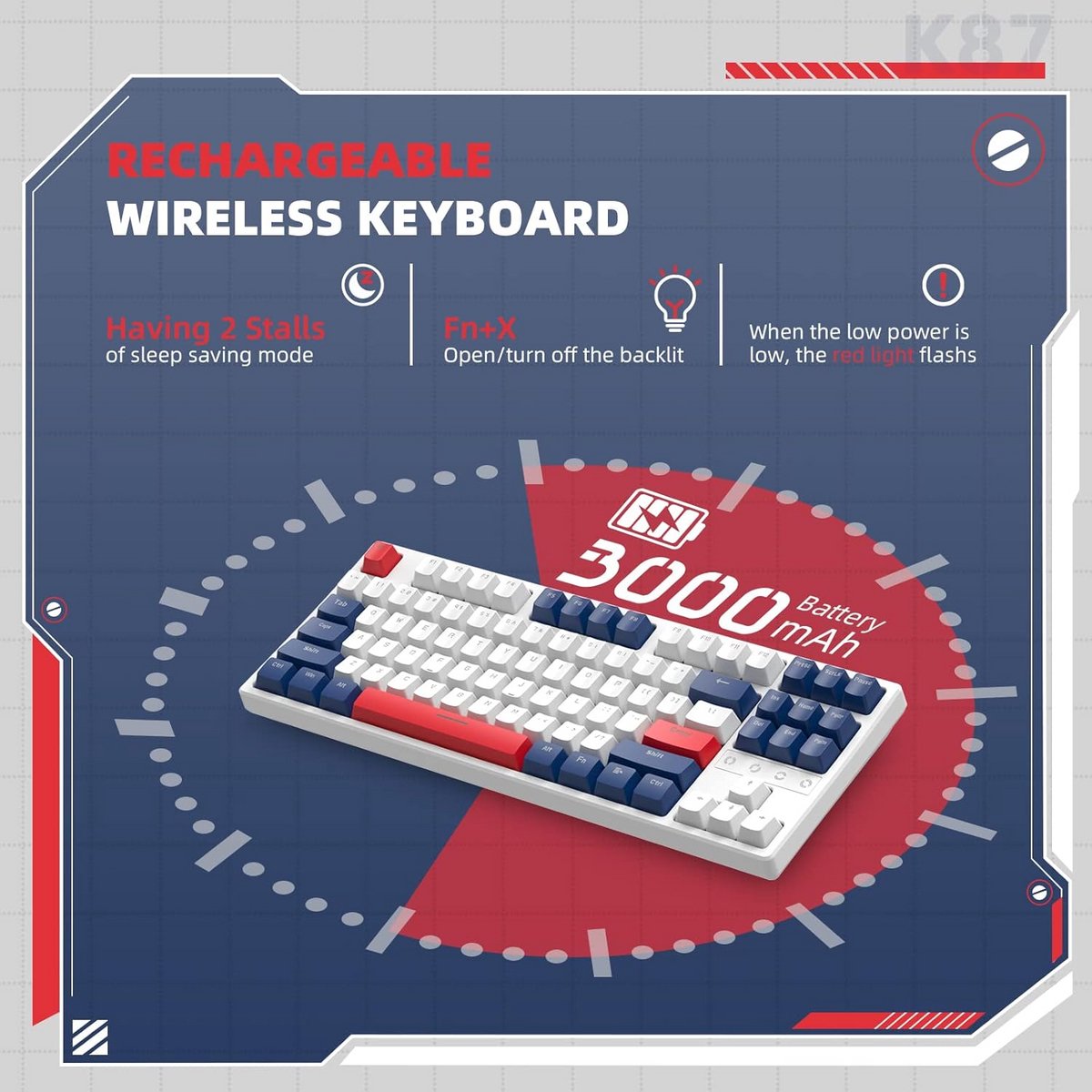 Draadloos 75% Mechanisch Gaming Toetsenbord met Hot-Swappable Schakelaars en RGB