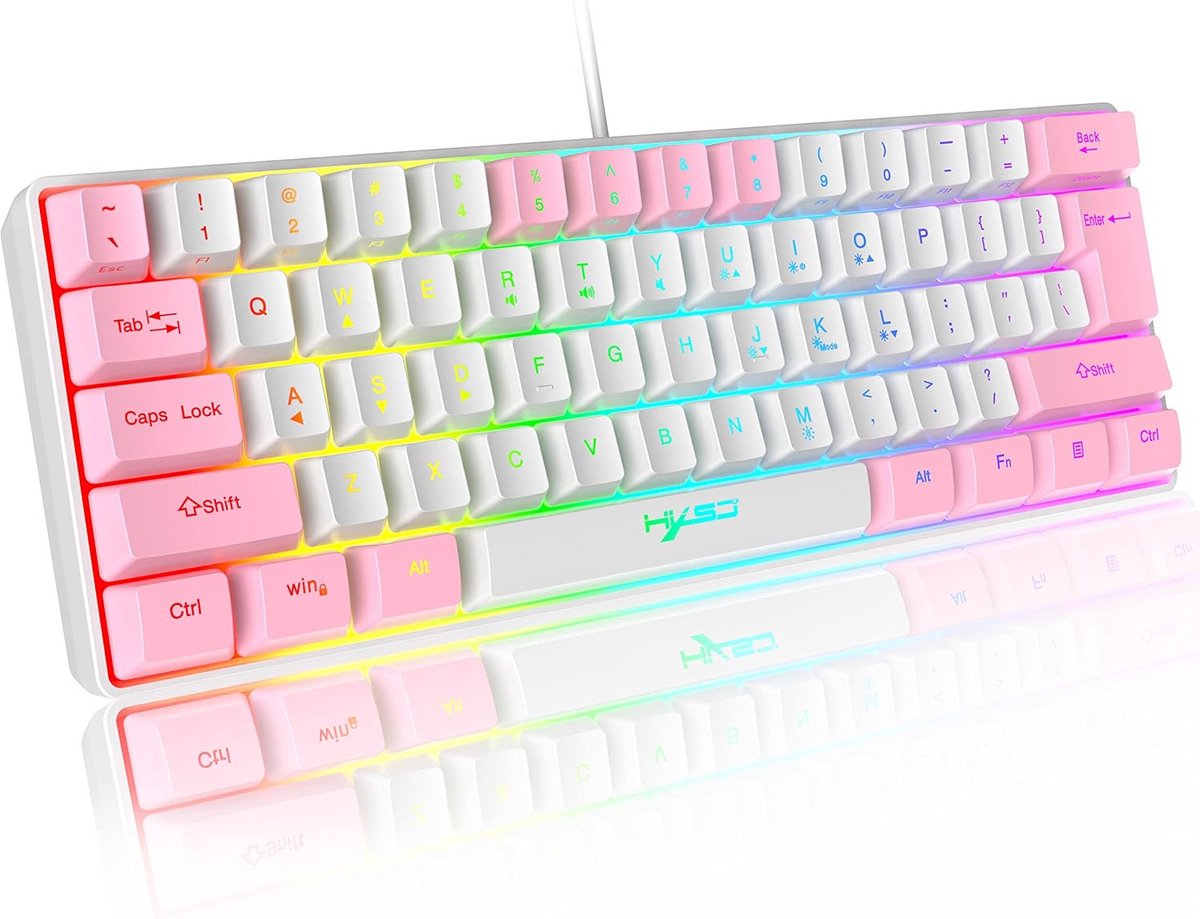 60% Mechanisch Gaming Toetsenbord met RGB Verlichting, Compact 61-toets USB Toetsenbord