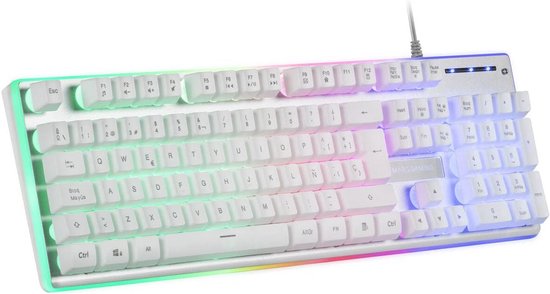 Gaming Toetsenbord Wit met H-Mech Technologie en FRGB Rainbow Verlichting
