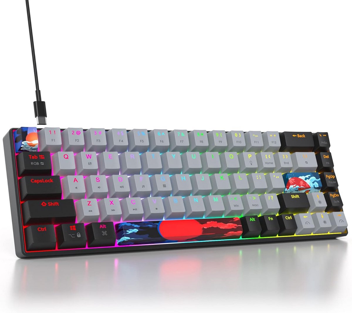 Compact 65% Mechanisch Toetsenbord met Rode Switches en RGB Verlichting - QWERTY