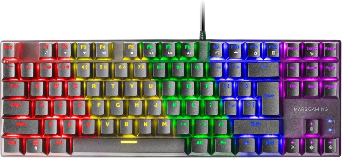 Mechanisch Gaming Toetsenbord TKL - Compact, FRGB Verlichting, Antighosting, Blauwe Switches