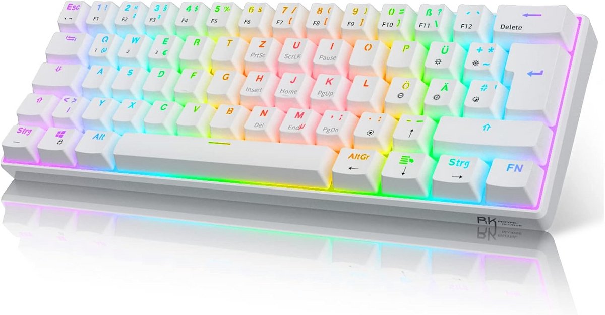Draadloos Mechanisch Toetsenbord 60% met RGB - Ideaal voor Gaming - 3-modus Verbinding