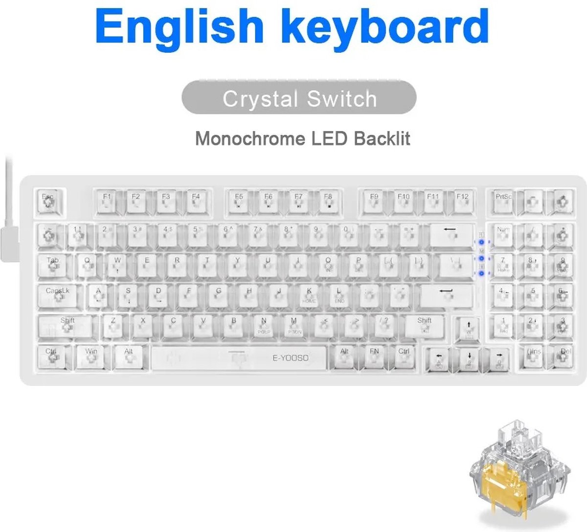 ProductPlein - Wit - Gaming Toetsenbord - Keyboard - Ergonomisch - RGB toetsenbord