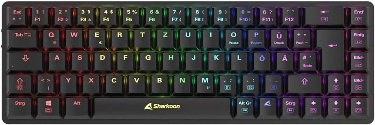 Mechanisch Gaming Toetsenbord 65% Compact Low-Profile Draadloos RGB