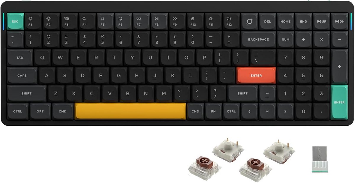 Mechanisch Toetsenbord 96% Low Profile Draadloos QMK/VIA met Bluetooth 5.1 en Bekabelde Verbinding