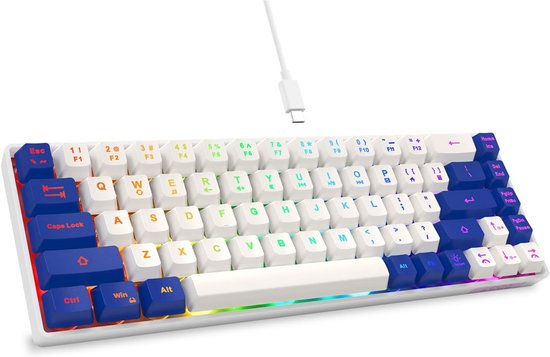 65% Compact Gaming Toetsenbord met Bedrade Verbinding en LED Verlichting