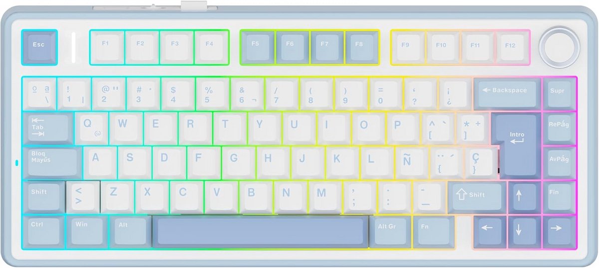 Draadloos 75% Mechanisch Toetsenbord Hot-swap met ANSI/ISO Layout, Meerdere Connectiviteit en RGB