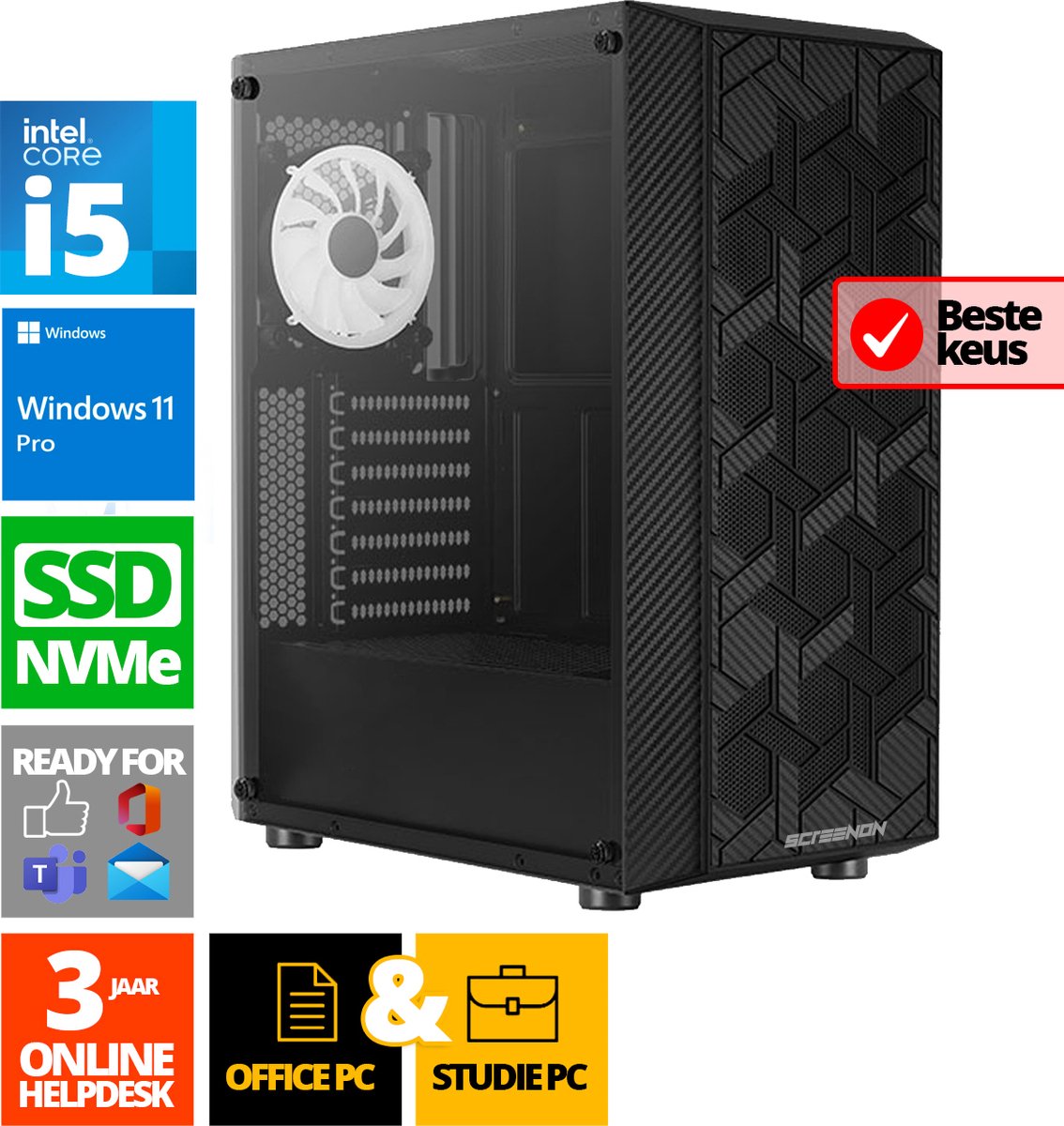 Intel Compleet PC | Intel Core i5 | 8 GB DDR4 | 500 GB SSD | Windows 11 Pro + WiFi & Bluetooth