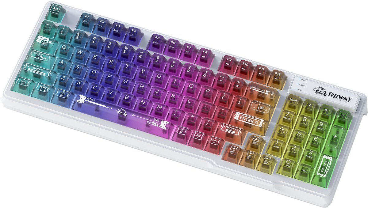 M95 Transparant RGB Gaming Toetsenbord - Side RGB light strip - 94keys - Black Translucent