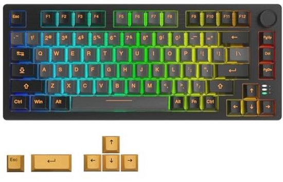 Compact Draadloos Mechanisch Toetsenbord met RGB en Hot-Swap Functie - 75% Lay-out, 81 Toetsen