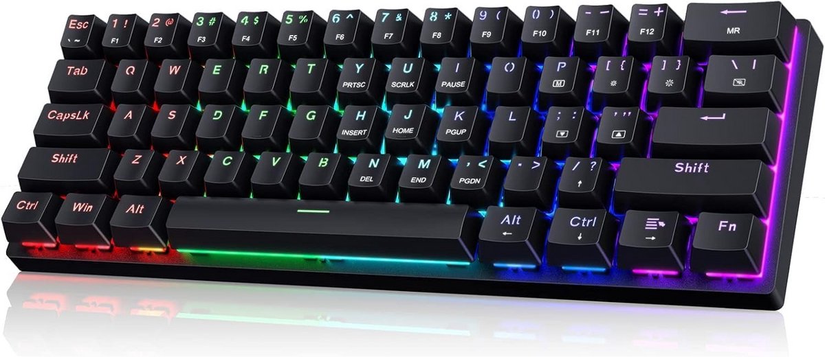 60% Mechanisch Gaming Toetsenbord Compact 61 Toetsen Bedraad Blauwe Switches RGB Verlichting