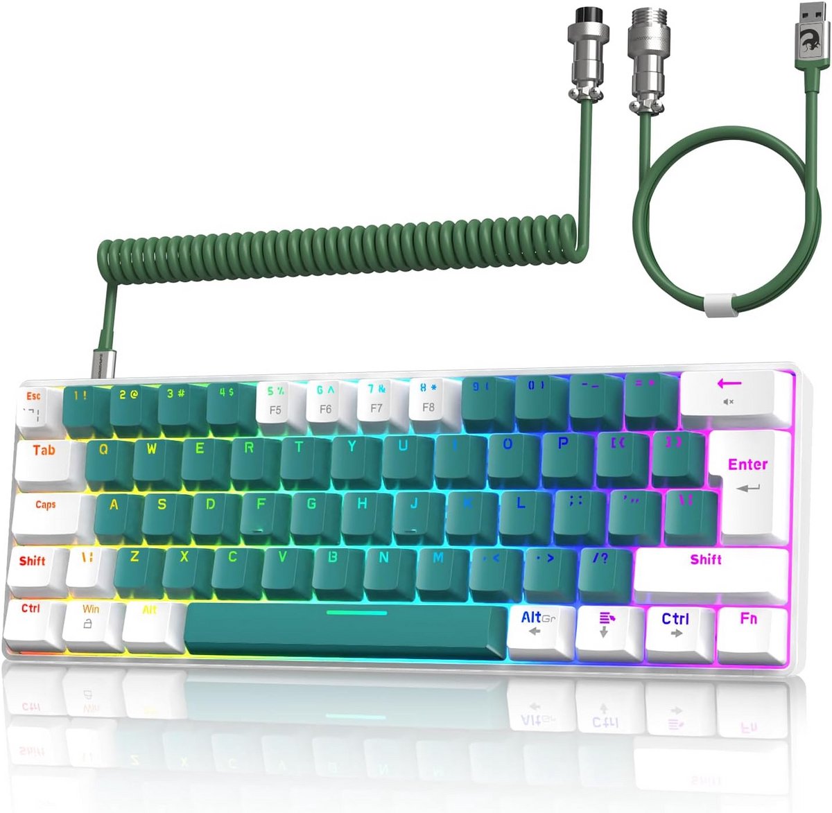 Compact 60% Mechanisch Gaming Toetsenbord QWERTY met Blauwe Switches en Rainbow Backlit