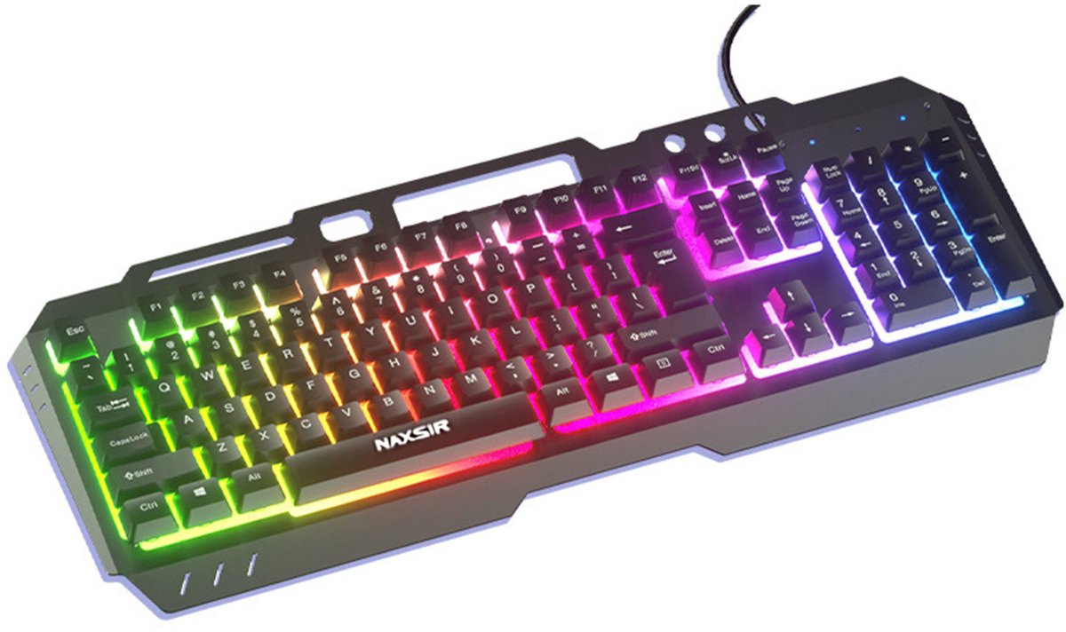 NAXSIR Mechanisch Gaming Toetsenbord met RGB Verlichting - Bedraad toetsenbord - Voor PC & Mac,zwart
