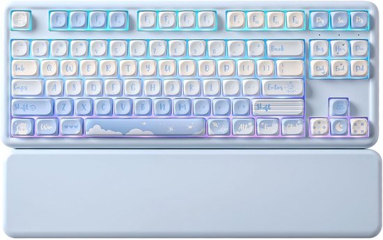 Draadloos mechanisch toetsenbord met QMK/VIA, RGB en schattige MOA keycaps
