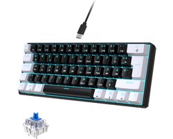 60% Mechanisch Gaming Toetsenbord QWERTZ Compact met Blauwe Switches en LED Verlichting