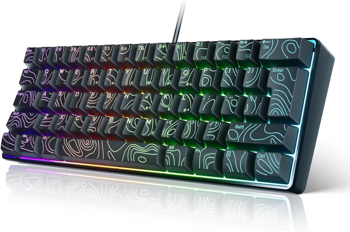 Compact 61 Toetsen Mechanisch RGB Gamingtoetsenbord met Rollover en Plug & Play