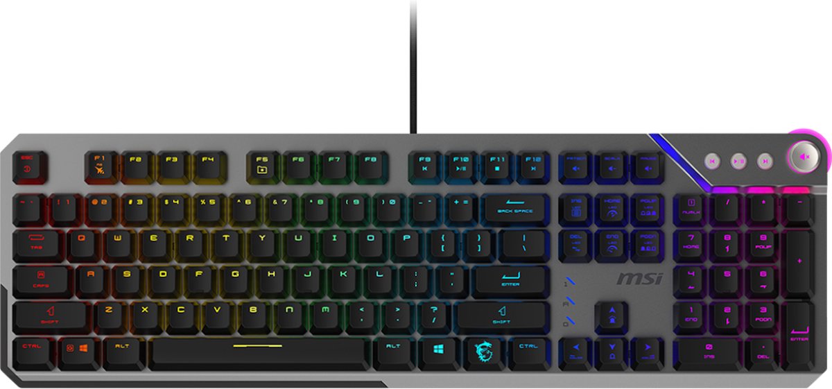 MSI STRIKE 600 SILENT - Gaming Keyboard - Mechanical Silent Switches - Mystic Light RGB - Grijs