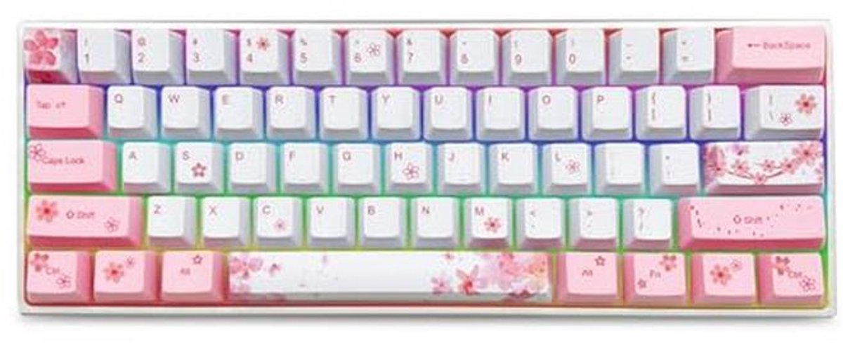 Compact Roze Mechanisch Toetsenbord met RGB LED - 60% Hot Swappable Design voor Gaming