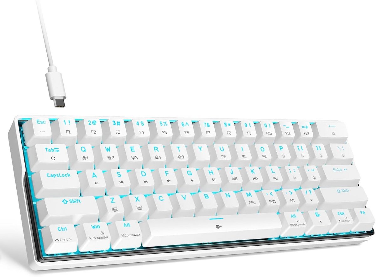 60% Mechanisch Gaming Toetsenbord met Rode Switches en RGB – Compact 61 Toetsen US Layout