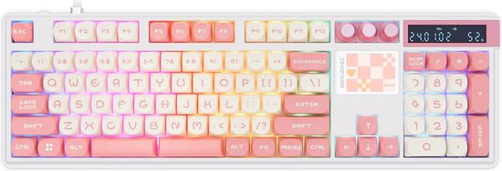 Skyloong GK104 Pro - Mechanisch Gaming Toetsenbord - RGB - Met LCD Scherm - Pink Lady