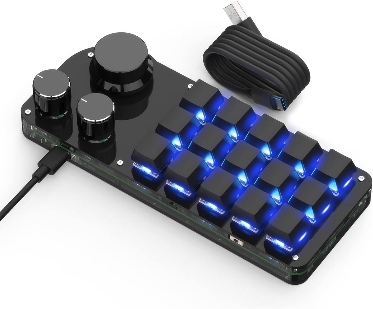 Programmeerbaar Mini Macro Mechanisch Toetsenbord Draadloos Hot-Swap RGB Gaming Kantoor Zwart